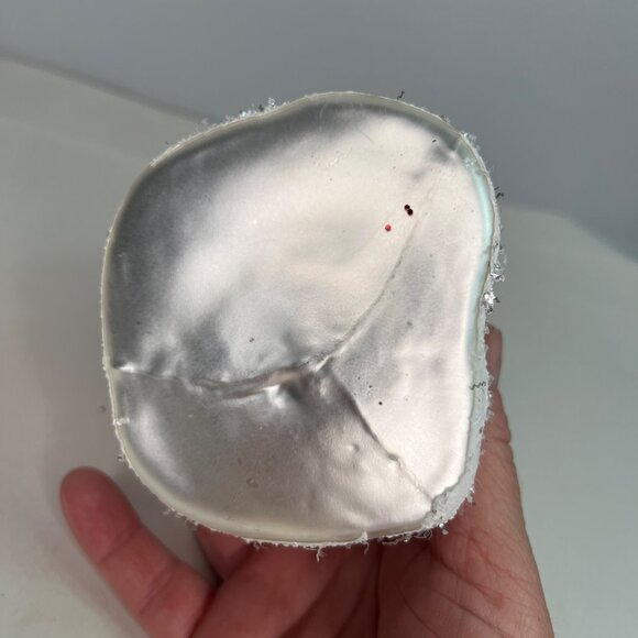 Silver Church Christmas Blown Glass Ornament With Glitter Snow Accents - Picture 6 of 8